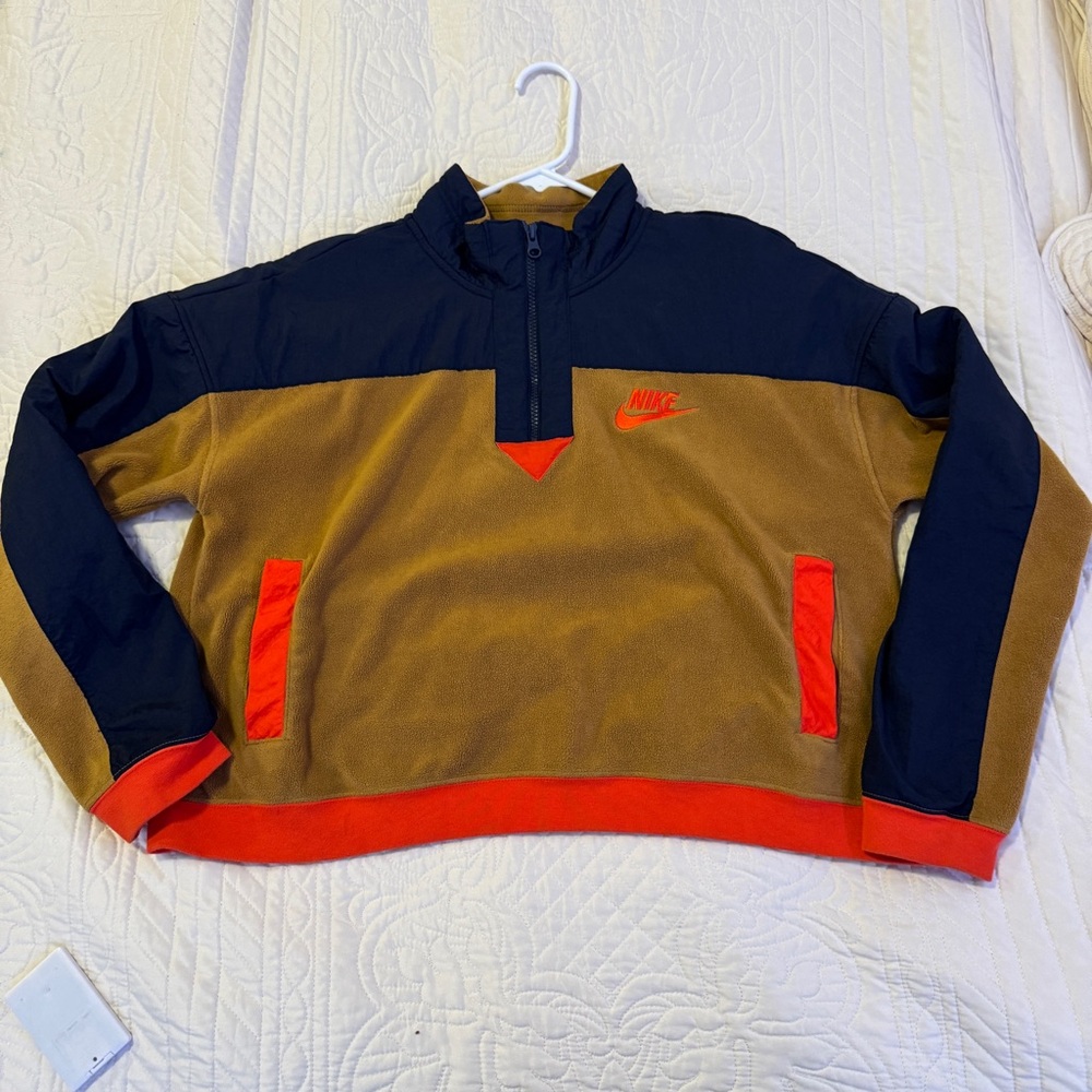 Nike Navy and Brown Fleece Pullover